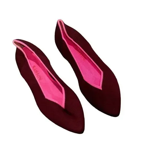 Rothy's The Point Ballet Flat Slip-On Merino Wool Currant Pink Size W9.5 NWOB - Picture 11 of 12
